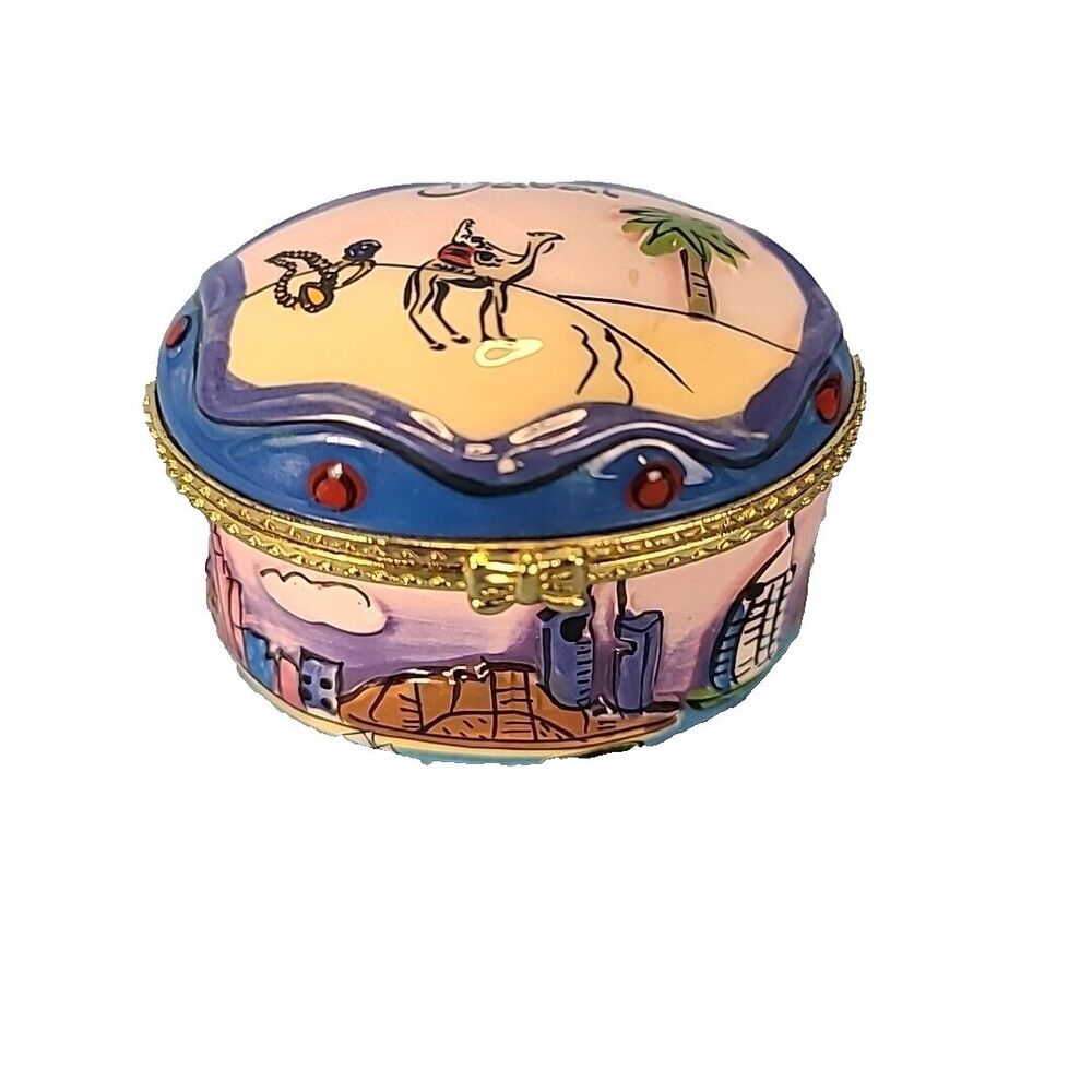 Vintage Antique trinket Jewelry Box DUBAI hand painted Luke A Tuke